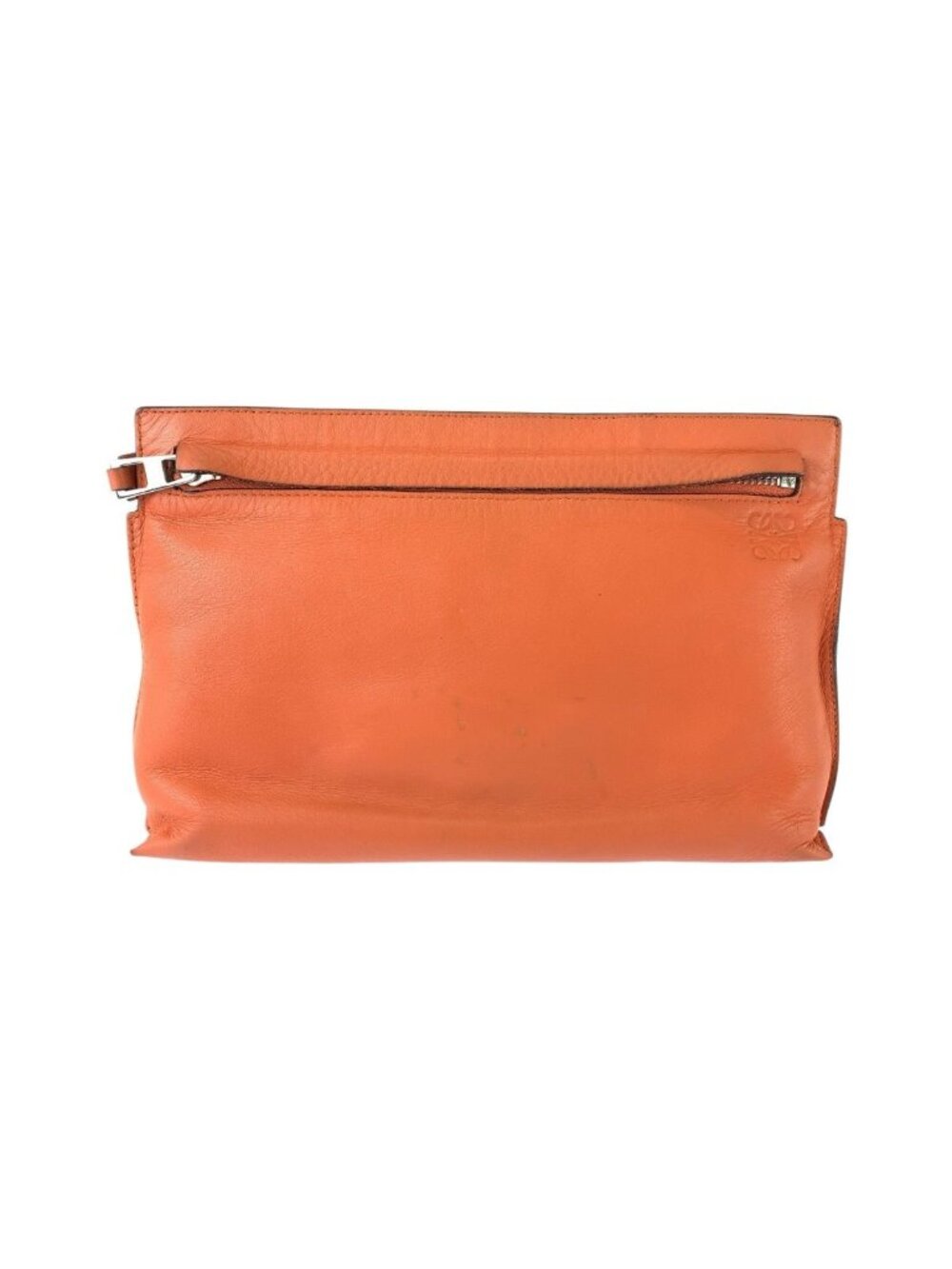 Loewe Orange Silver Leather Pouch Makeup Case